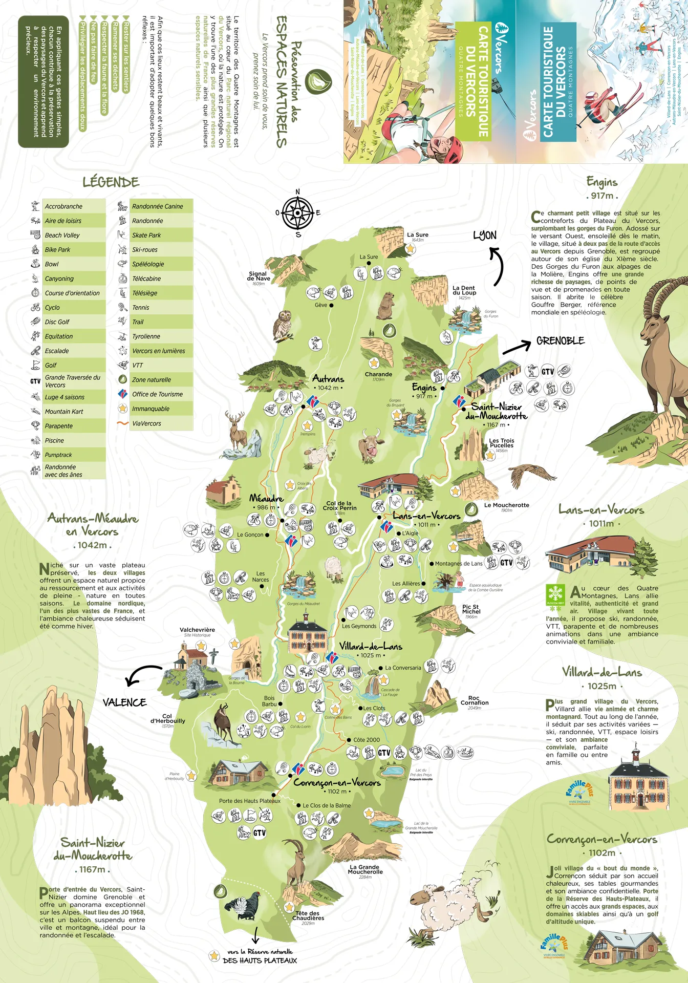 Carte touristique du Vercors en été