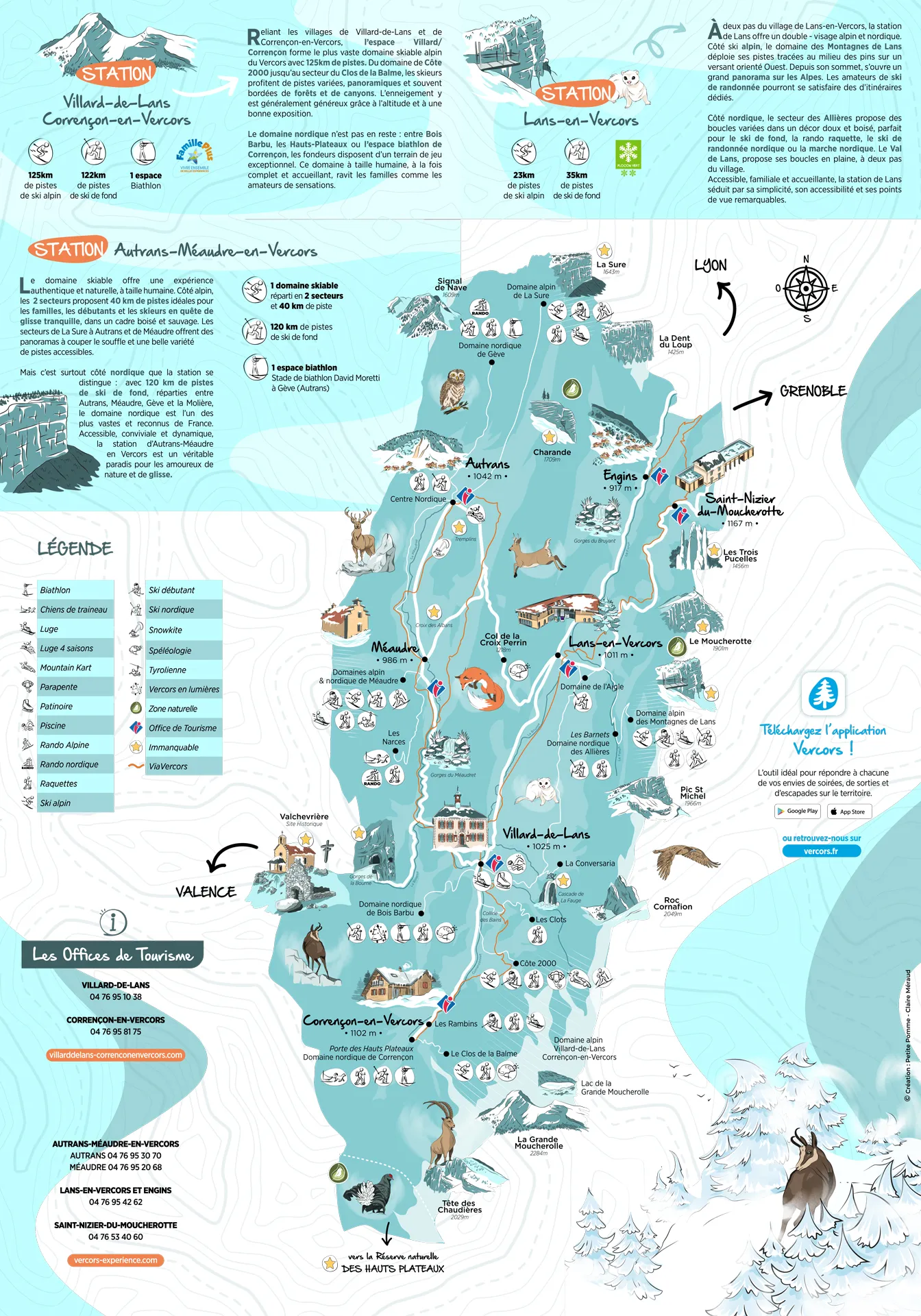 Carte touristique du Vercors en hiver