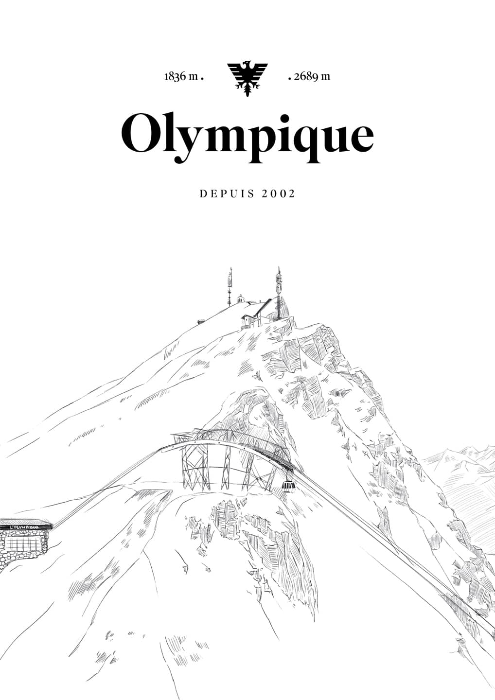 Maquette d'illustration d'affiche pour Val d'Isère Téléphériques : Olympique